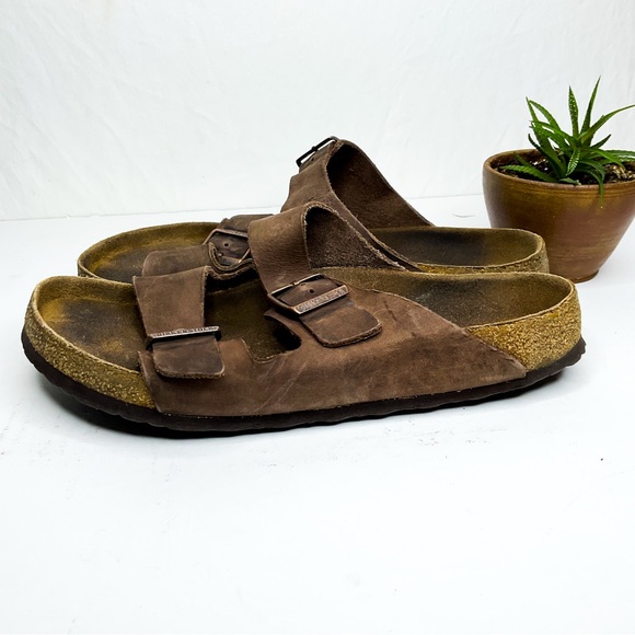 Men’s BIRKENSTOCKS Brown Leather Sandals with Buckles - Picture 6 of 7